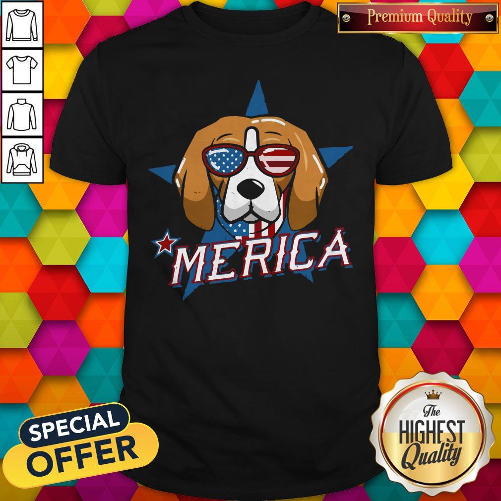 Sweet Beagle Merica American Flag Shirt