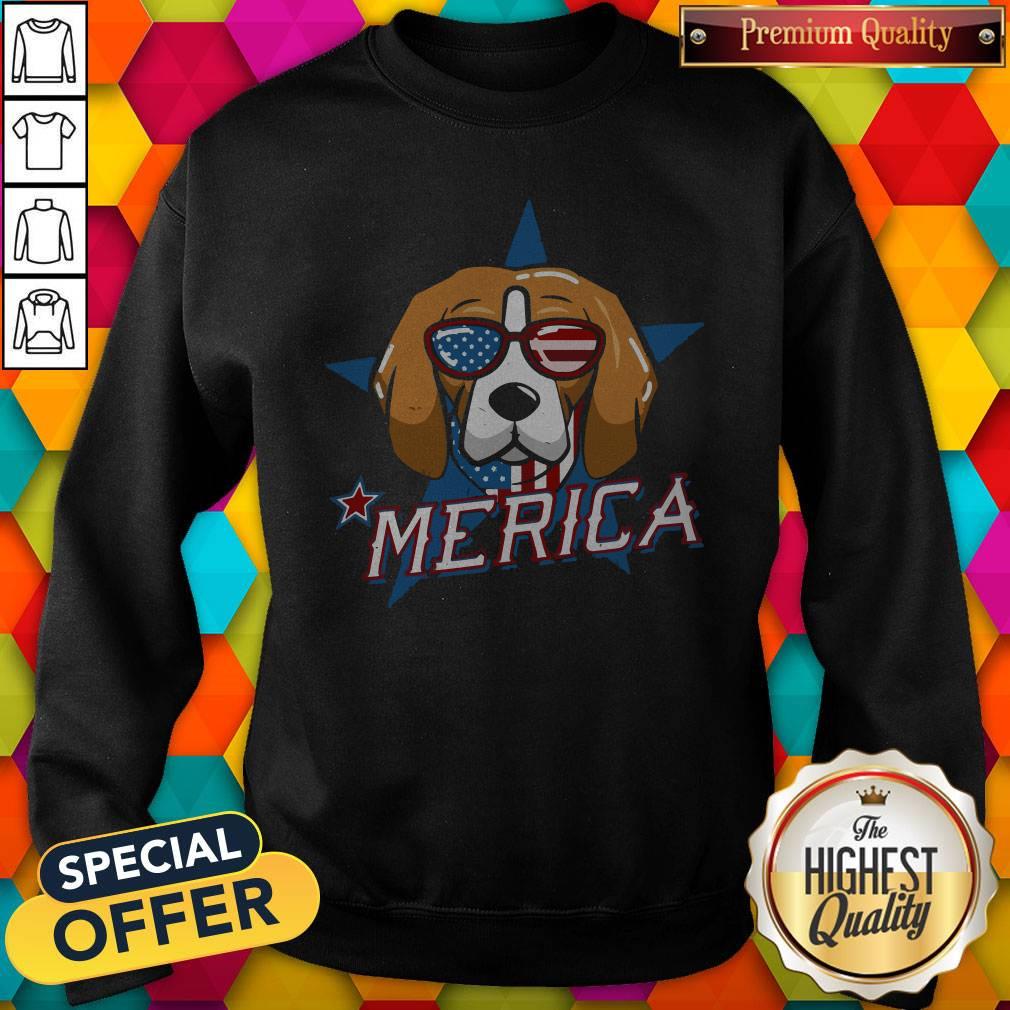 Sweet Beagle Merica American Flag Shirt