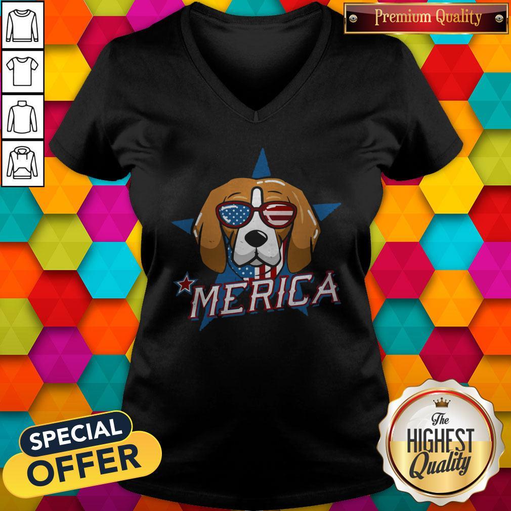 Sweet Beagle Merica American Flag Shirt