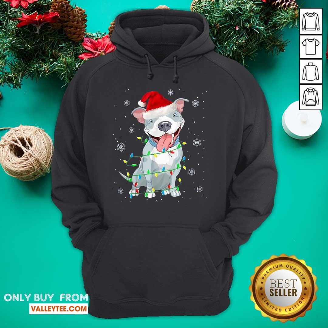 Sweet Pitbull Santa Light Merry Christmas Shirt