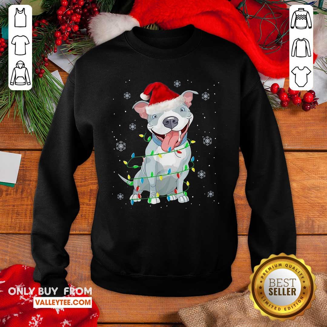 Sweet Pitbull Santa Light Merry Christmas Shirt