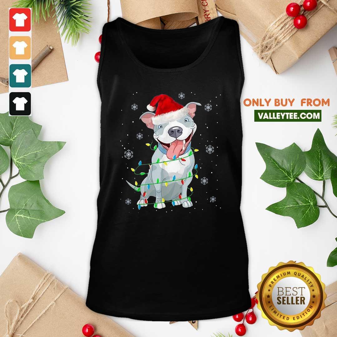 Sweet Pitbull Santa Light Merry Christmas Shirt