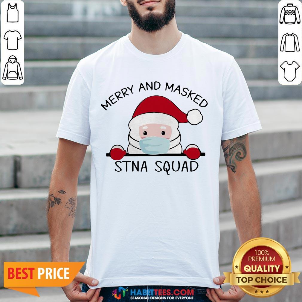 Sweet Santa Face Mask Merry And Masked Santa Squad Christmas Shirt