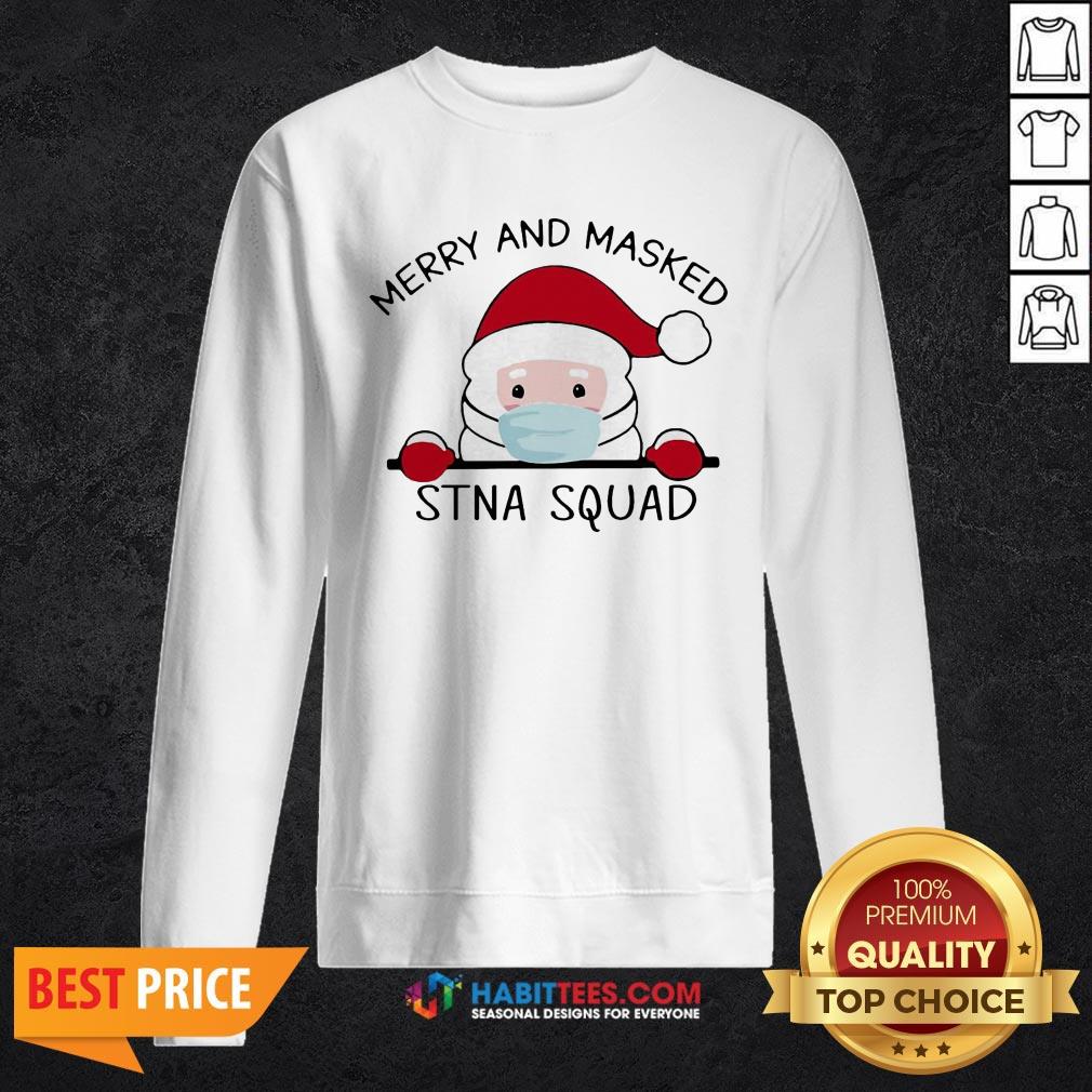 Sweet Santa Face Mask Merry And Masked Santa Squad Christmas Shirt