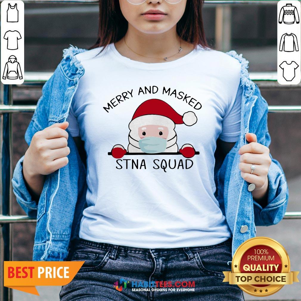 Sweet Santa Face Mask Merry And Masked Santa Squad Christmas Shirt