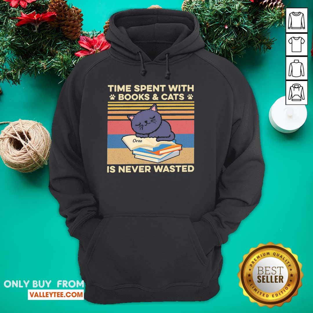 Sweet Time Spent With Books And Cats Is Never Wasted Vintage Shirt
