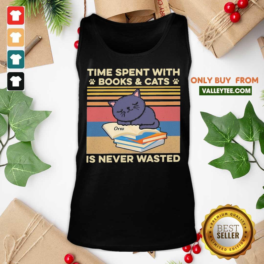 Sweet Time Spent With Books And Cats Is Never Wasted Vintage Shirt