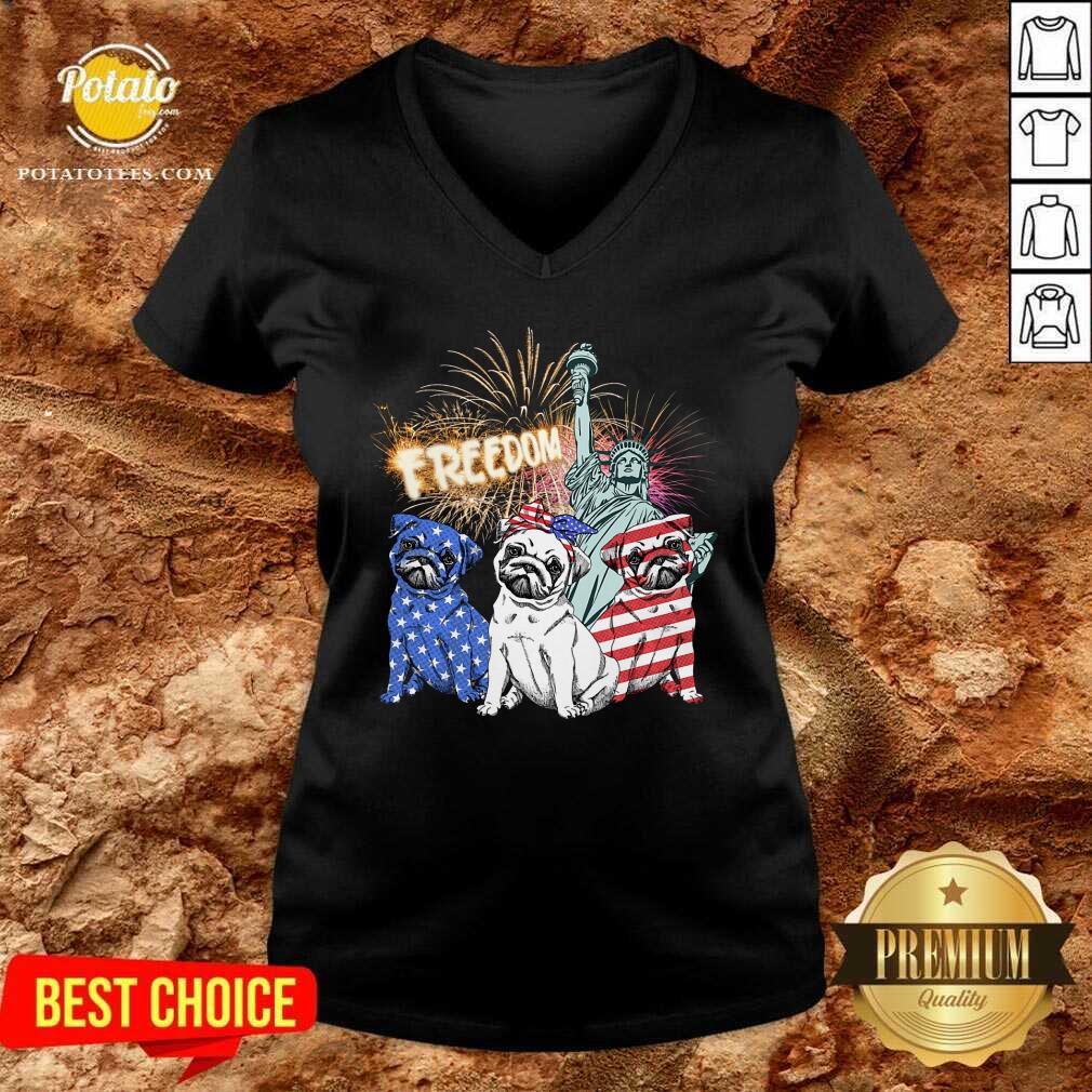 Three Pug Freedom 4th Of July Shirt