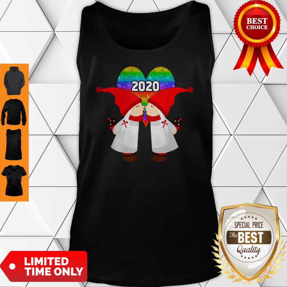 Vintage Gnome Couple Lesbian Valentines Day 2020 Shirt