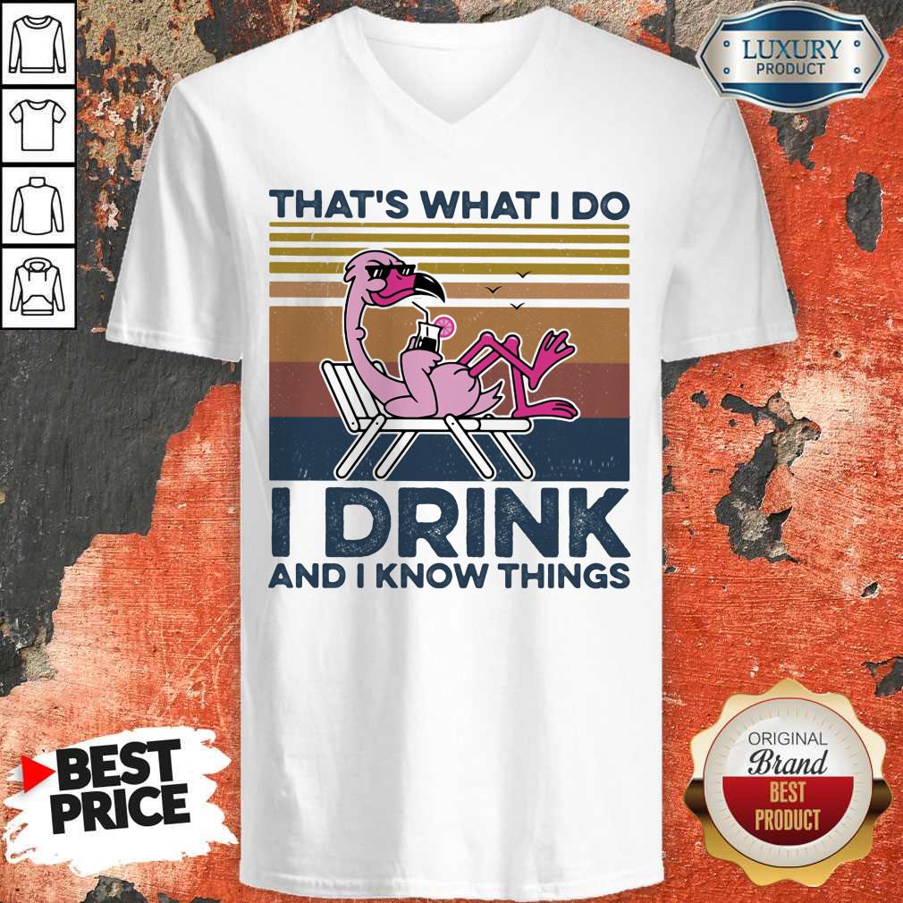 That's What I Do I Drink And I Know Things Flamingo Vintage Retro Shirt