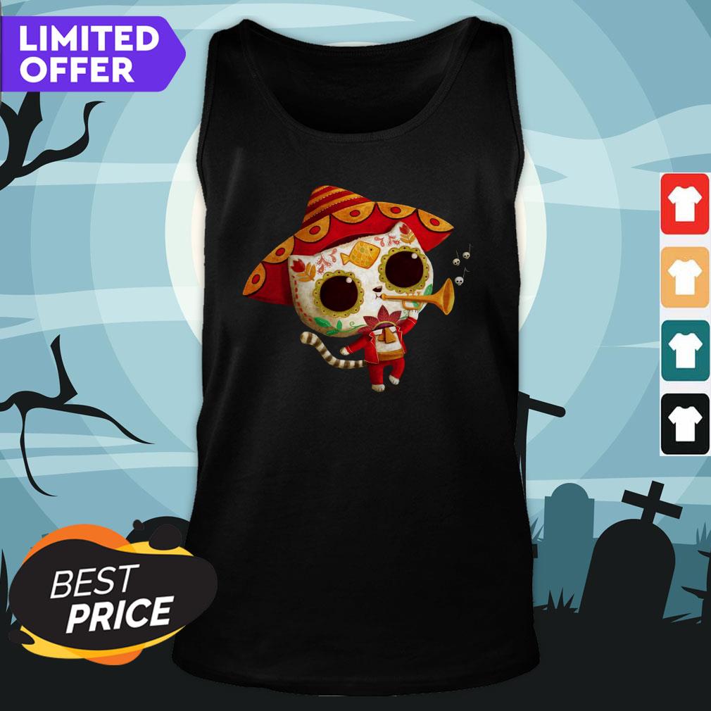 The Day Of The Dead Cute Cat El Mariachi Dia De Muertos Shirt