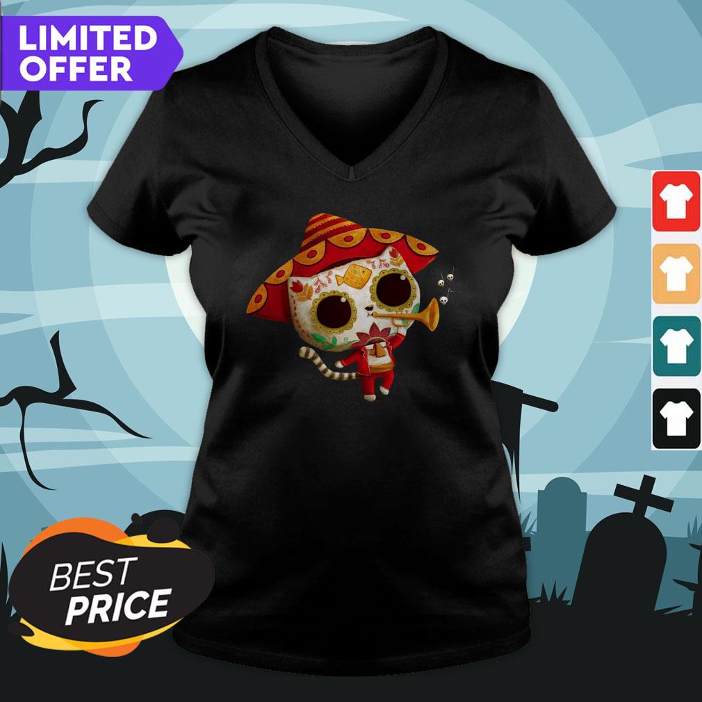 The Day Of The Dead Cute Cat El Mariachi Dia De Muertos Shirt