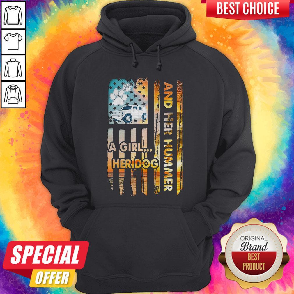 Top And Her Hummer A Girl Her Dog Car Footprint American Shirt