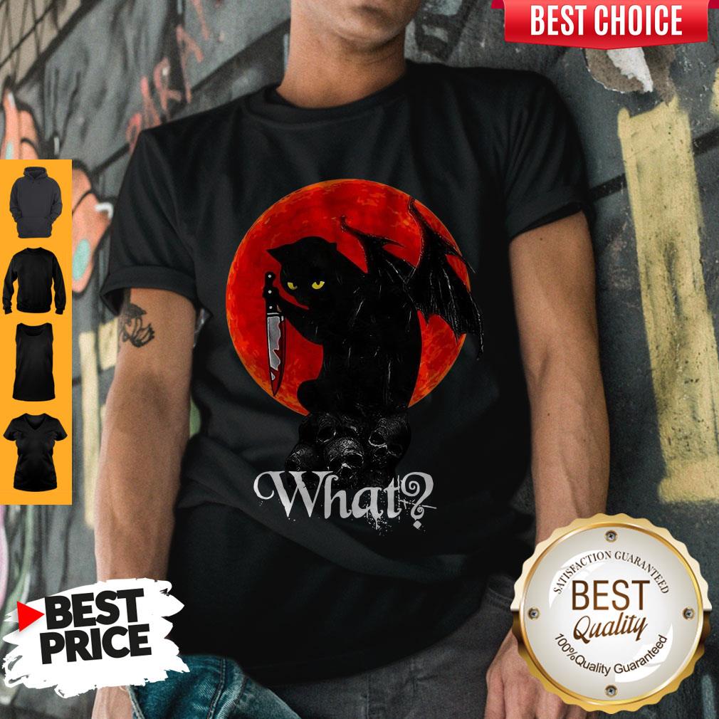 Top BLack Cat And Blood Moon What Shirt