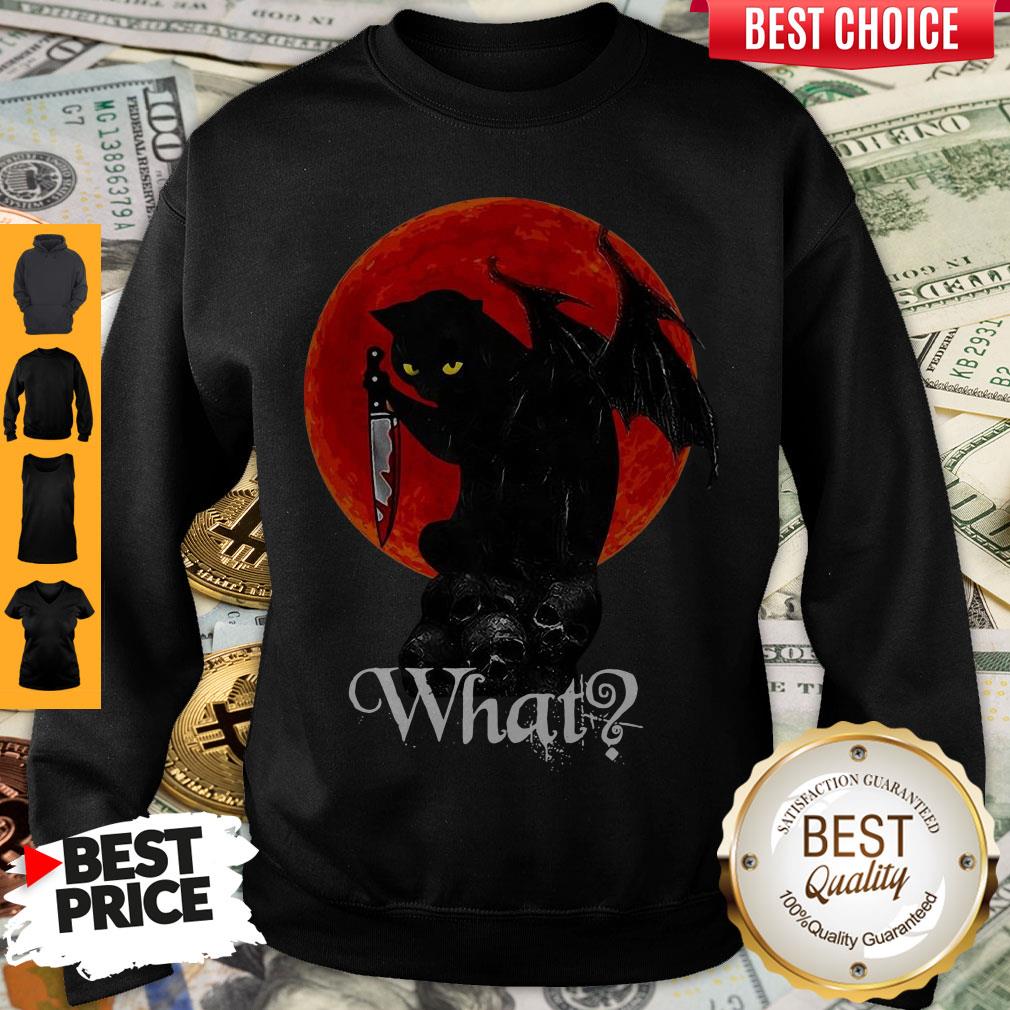 Top BLack Cat And Blood Moon What Shirt