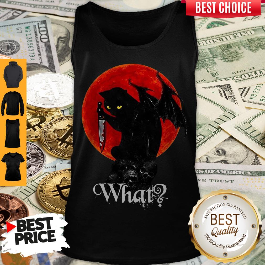 Top BLack Cat And Blood Moon What Shirt