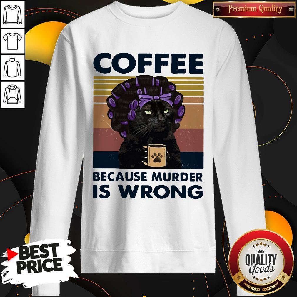 Top Black Cat Grandma Murder Coffee Because Murder Is Wrong Vintage Retro Shirt