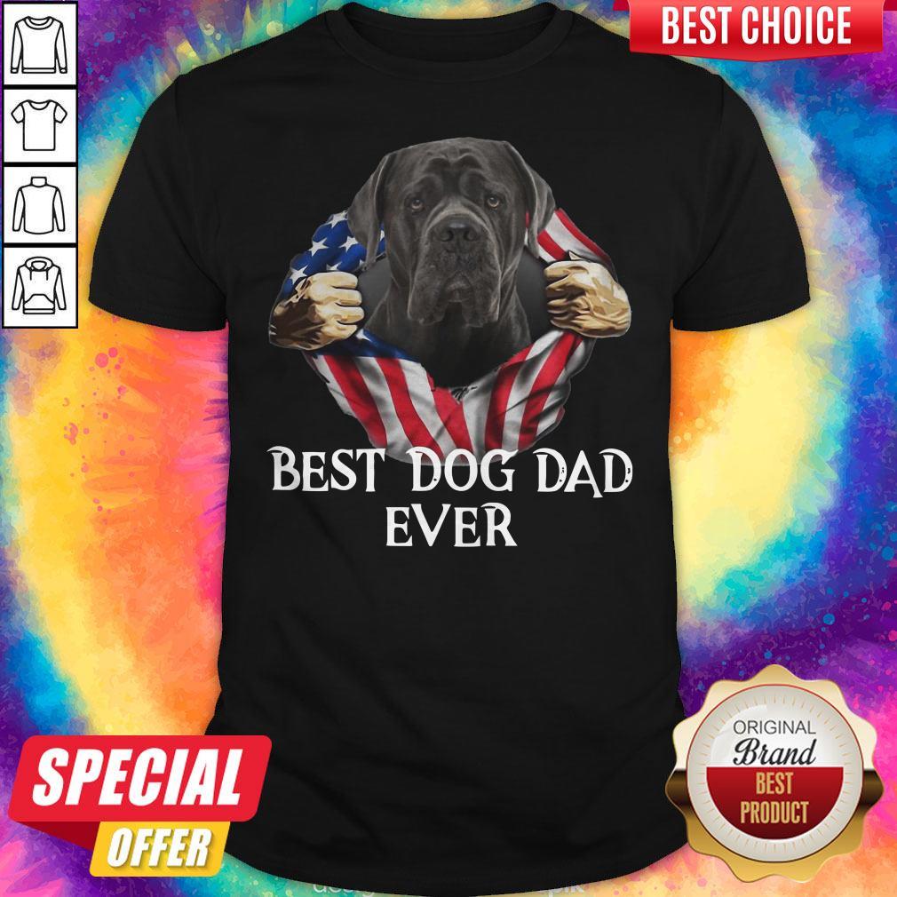 Top Blood Inside Me Cane Corso Dog American Flag Best Dog Dad Ever Shirt