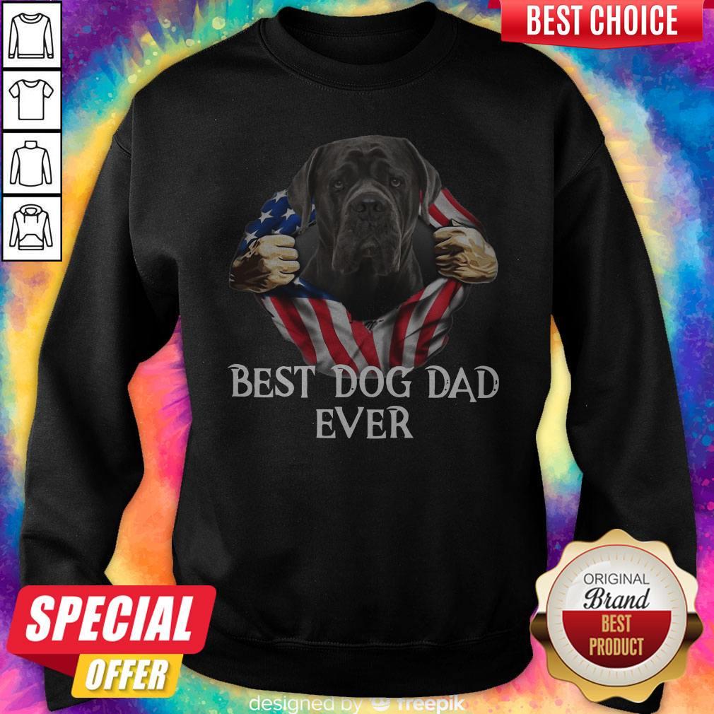 Top Blood Inside Me Cane Corso Dog American Flag Best Dog Dad Ever Shirt