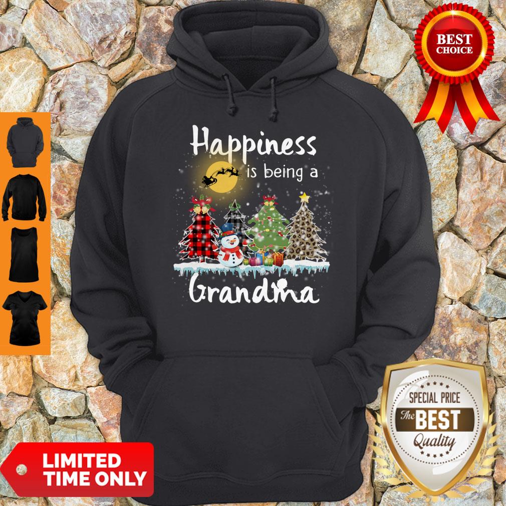 Top Happiness Is Being A Grandma Merry Christmas Snowman Shirt