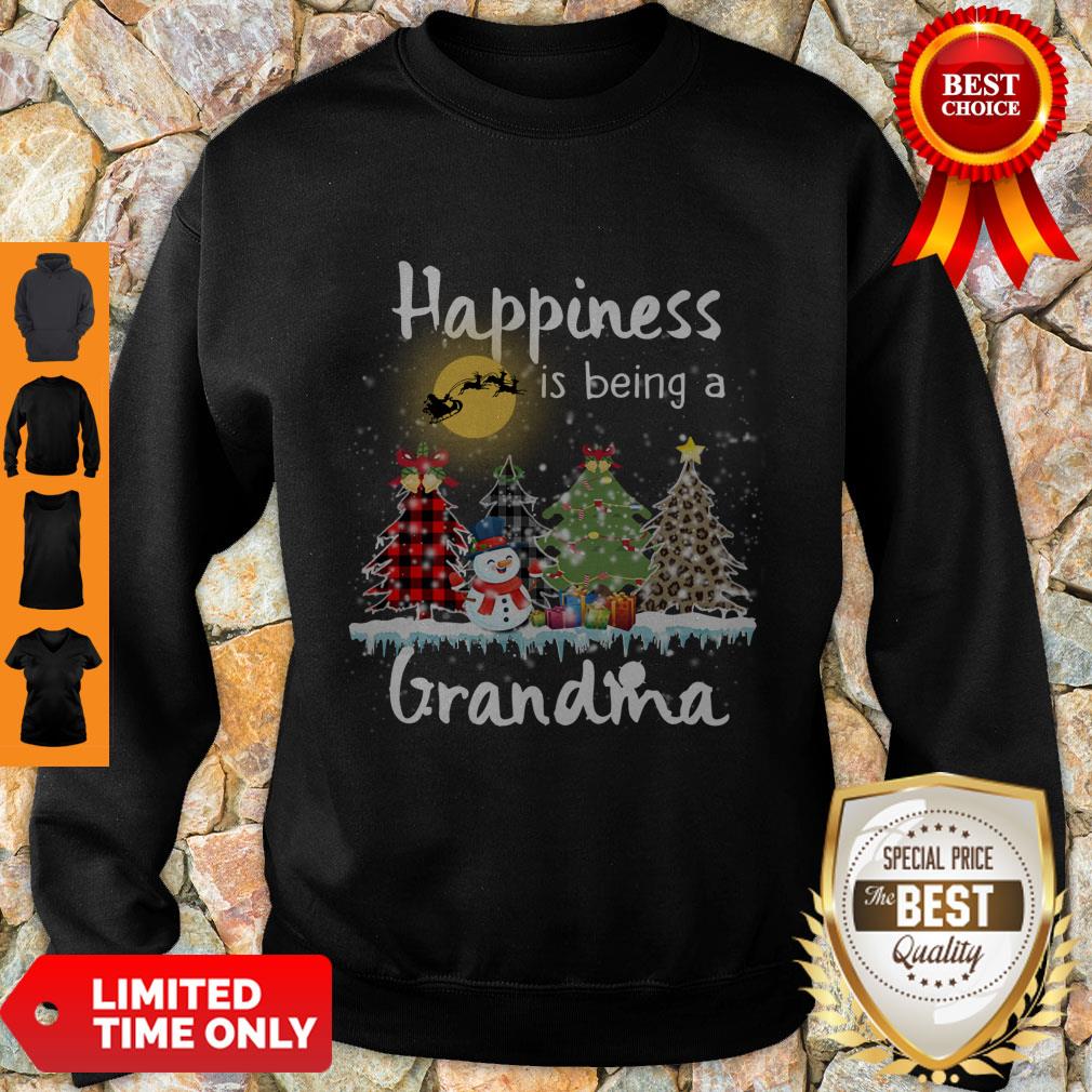 Top Happiness Is Being A Grandma Merry Christmas Snowman Shirt