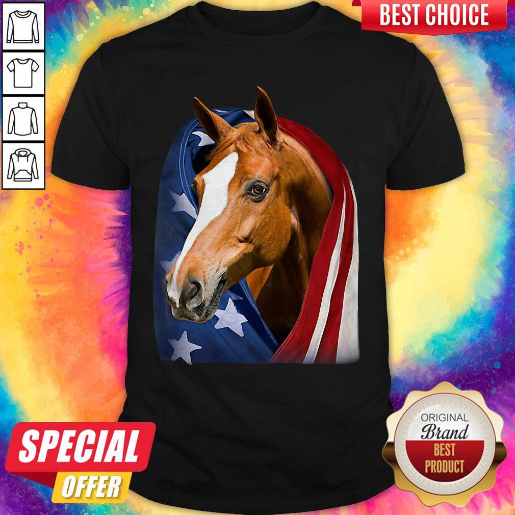 Top Horse American Flag 4th Of July Independence Day Shirt