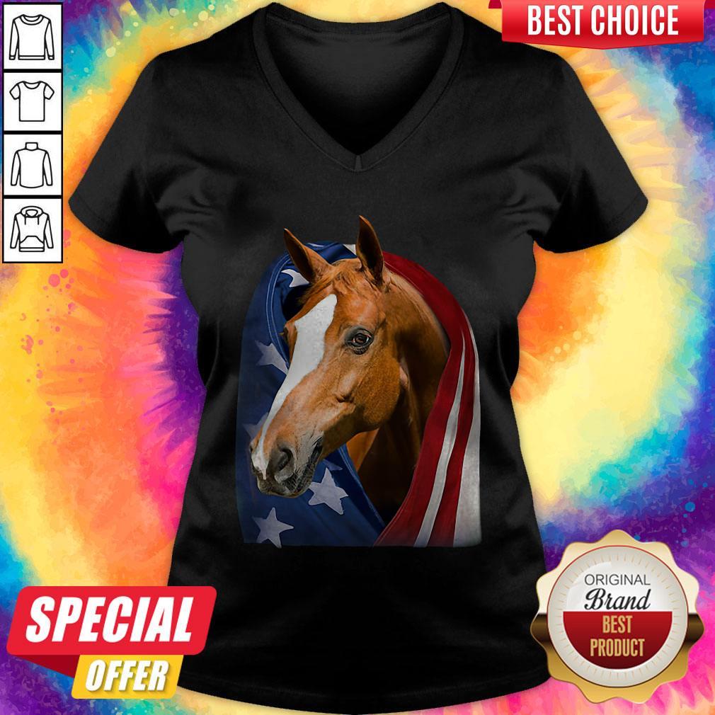 Top Horse American Flag 4th Of July Independence Day Shirt