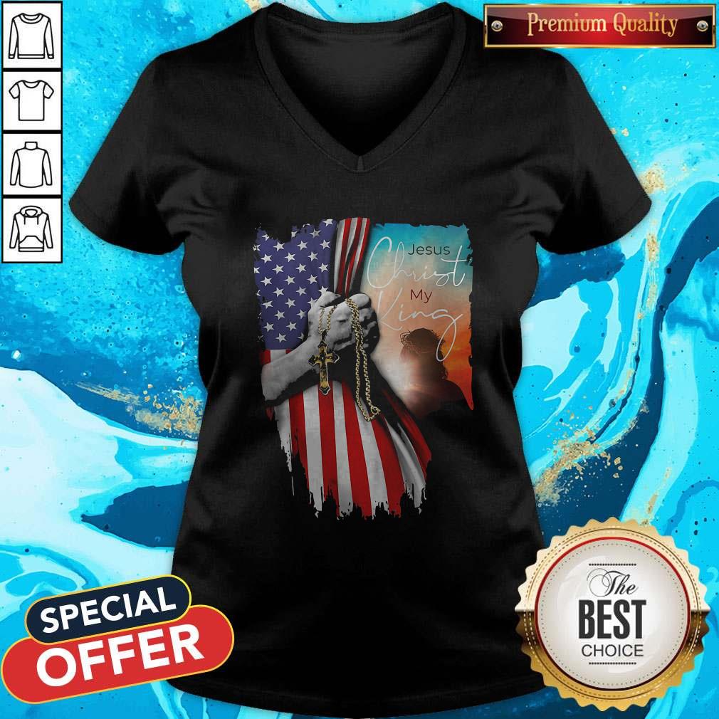 Top Jesus Christ My King American Flag Independence Day Shirt