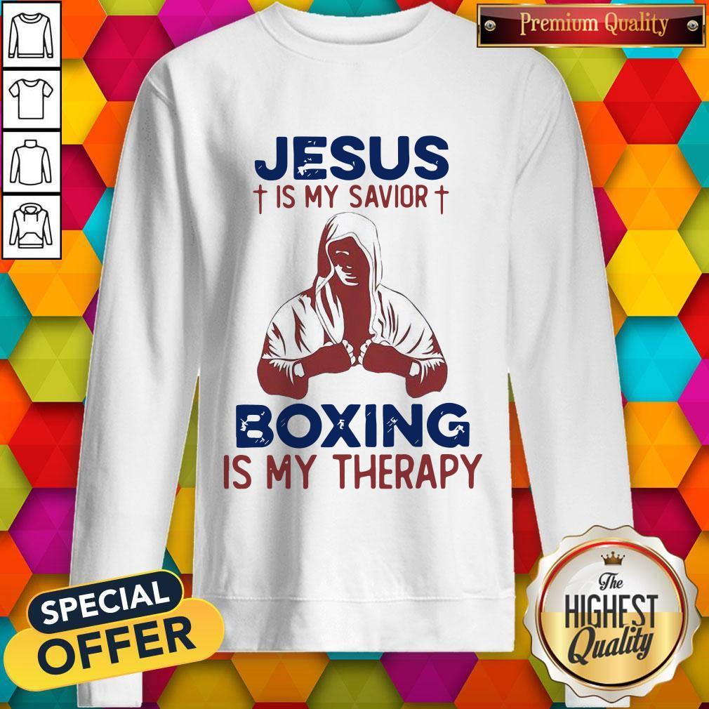 Top Jesus Is My Savior Boxing Is My Therapy Shirt