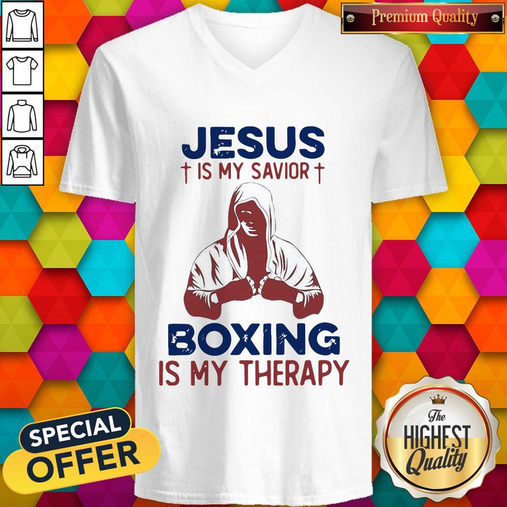 Top Jesus Is My Savior Boxing Is My Therapy Shirt
