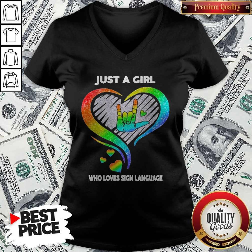 Top LGBT Just A Girl Who Love Sign Language Diamond Shirt