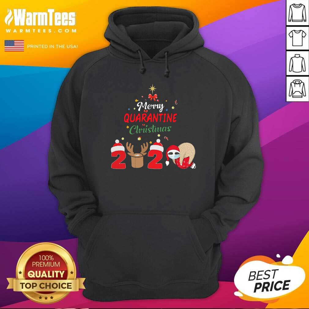 Top Merry Quarantine Christmas 2020 Sloth Hat Santa Christmas Shirt