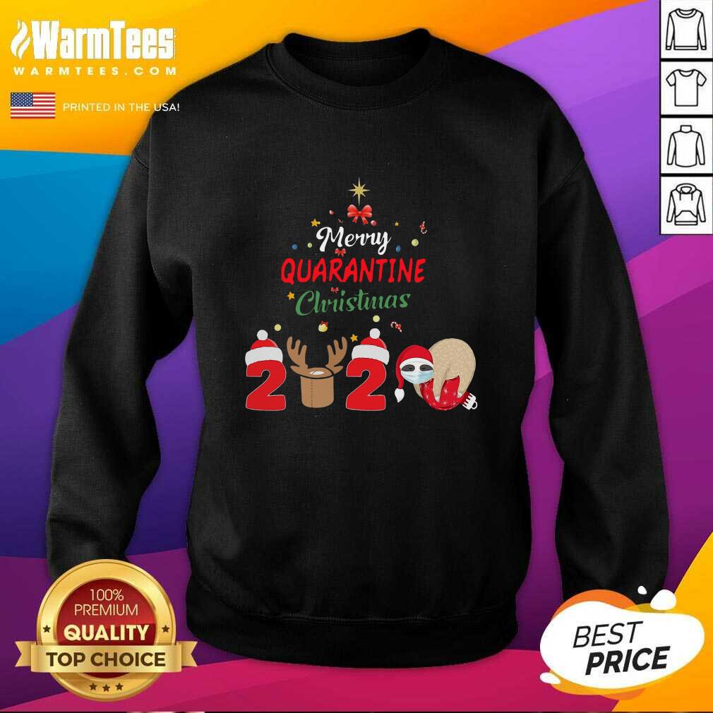 Top Merry Quarantine Christmas 2020 Sloth Hat Santa Christmas Shirt