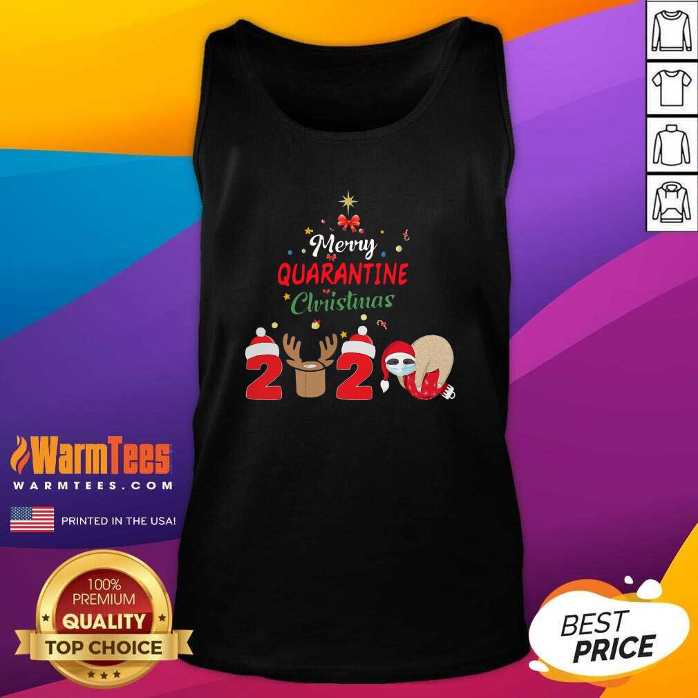 Top Merry Quarantine Christmas 2020 Sloth Hat Santa Christmas Shirt