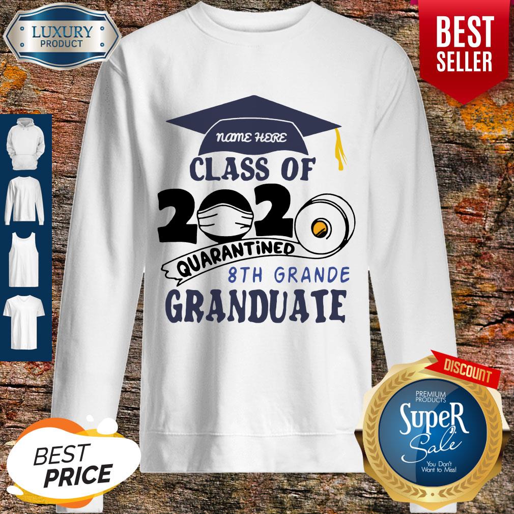 Top Name Here Class Of 2020 Quarantined 8th Grande Graduate Navy Blue Shirt
