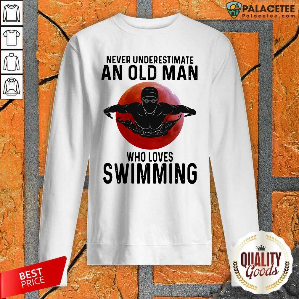 Top Never Underestimate An Old Man Who Loves Swimming The Moon Shirt