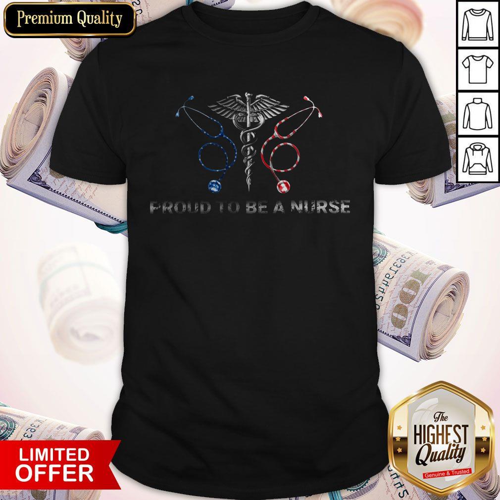 Top Nurse’s Stethoscope Proud To Be A Nurse USA Flag Shirt