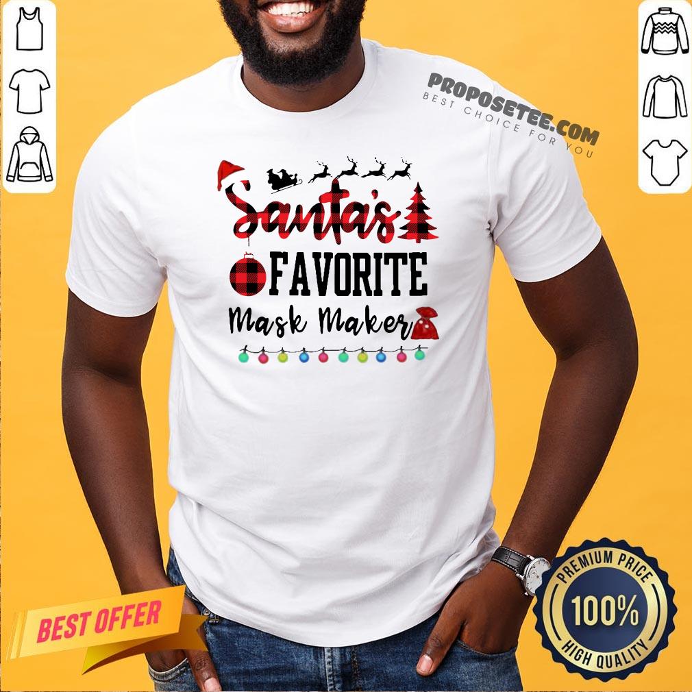 Top Plaid Santa Favorite Mask Maker Christmas Shirt