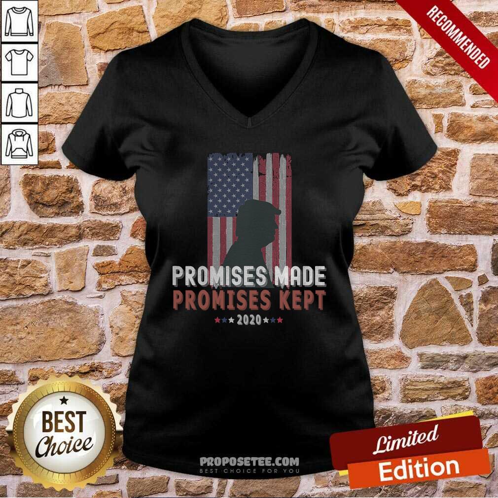 Top Promises Made Promises Kept Pro Trump 2020 American Flag Shirt