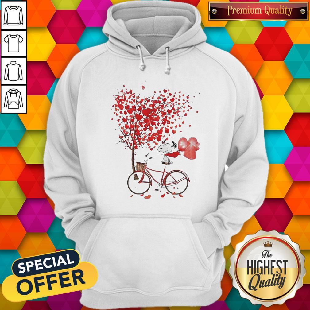 Top Snoopy Riding Bicycle Hearts Shirt