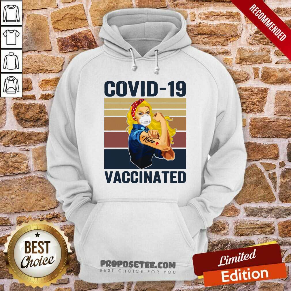 Top Strong Women Face Mask Tattoo Nurse Covid 19 Vaccinated Vintage Retro Shirt