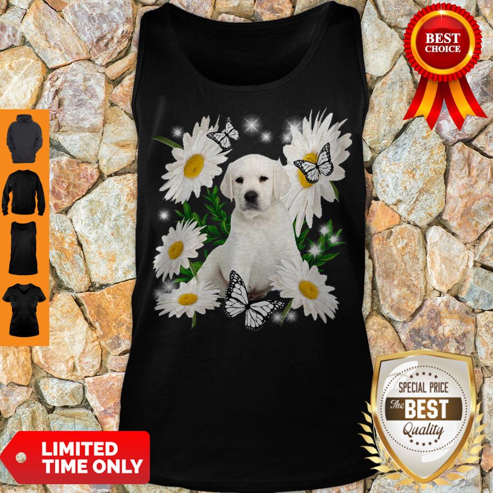 Top White Labrador Daisy Flower Classic T-Shirt