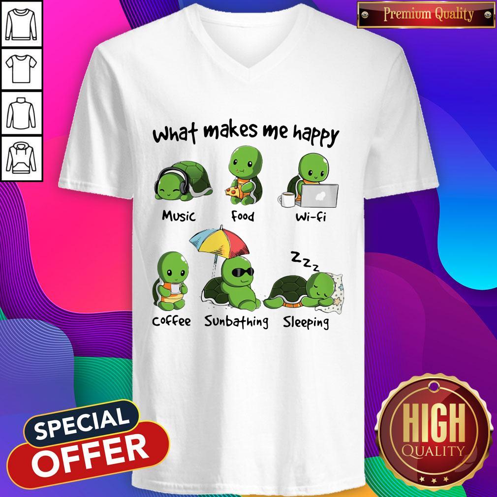 Turtle What Make Me Happy Music Food Wifi Shirt