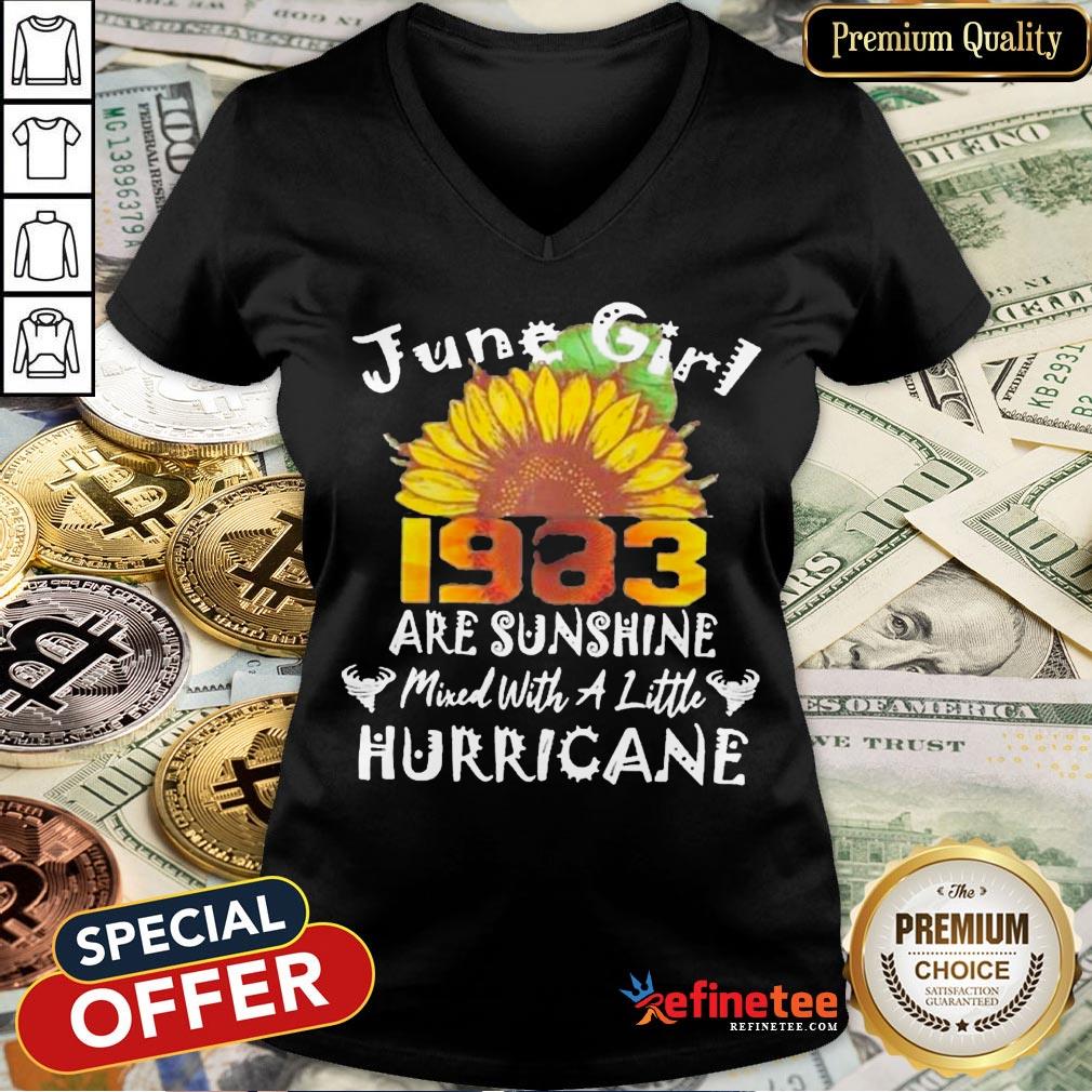 Funny June Girl 1983 Sunflower Are Sunshine Mixed With A Little Hurricane Shirt