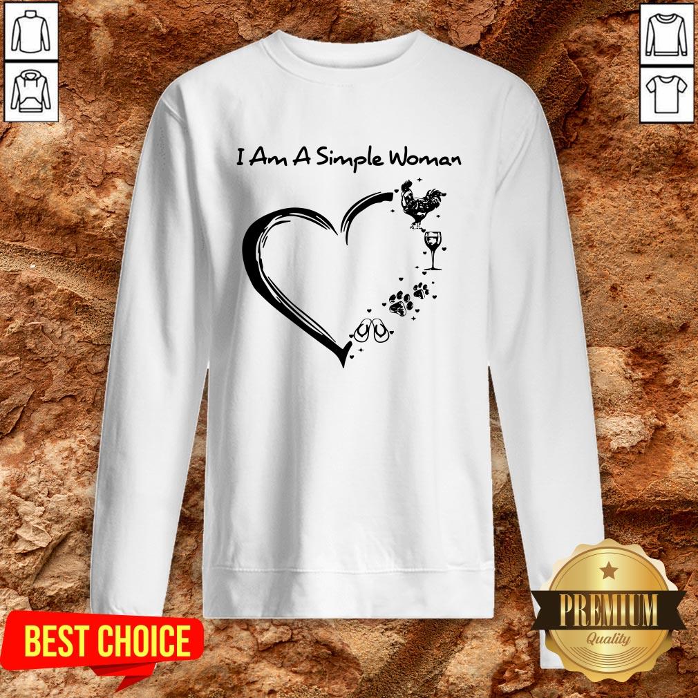 I Am A Simple Woman Chicken Wine Dog Paw And Flip Flop Shirt