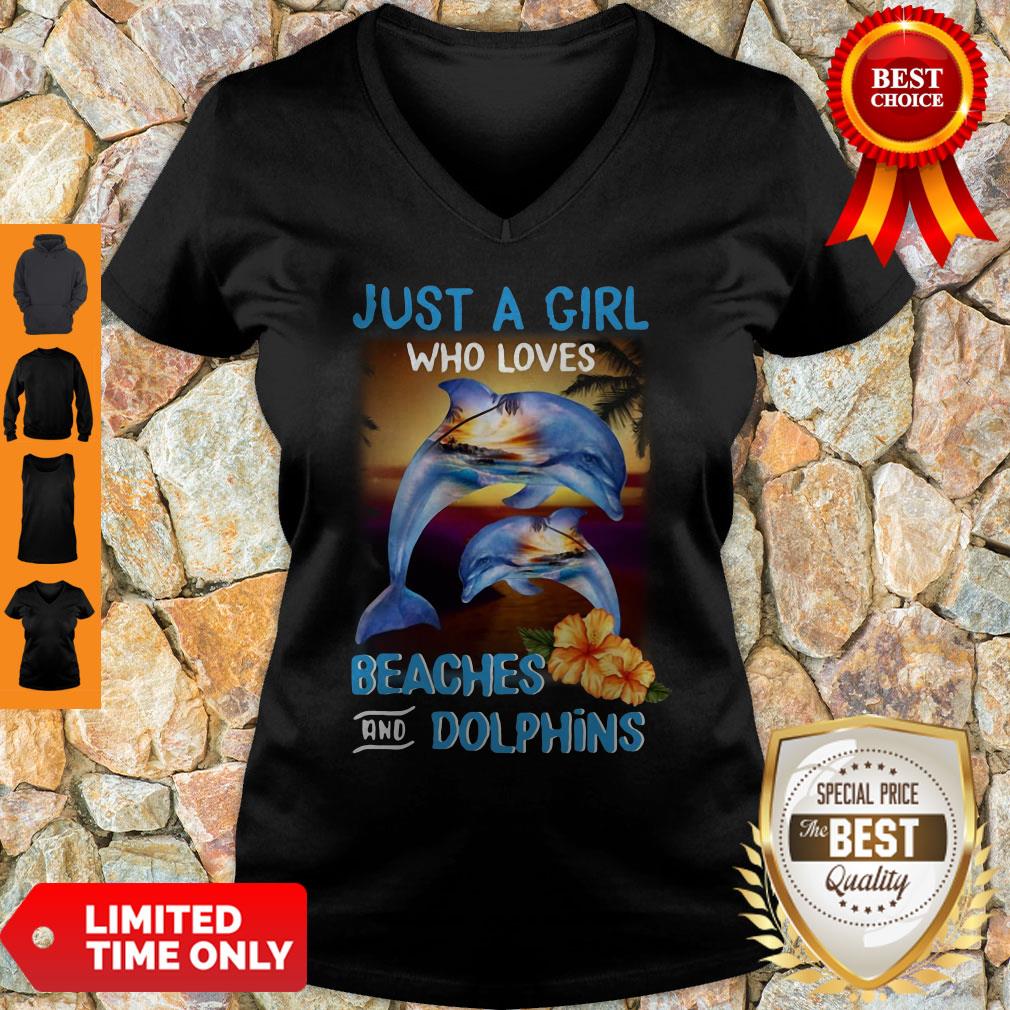 Official Just A Girl Who Loves Beaches And Dolphins Shirt