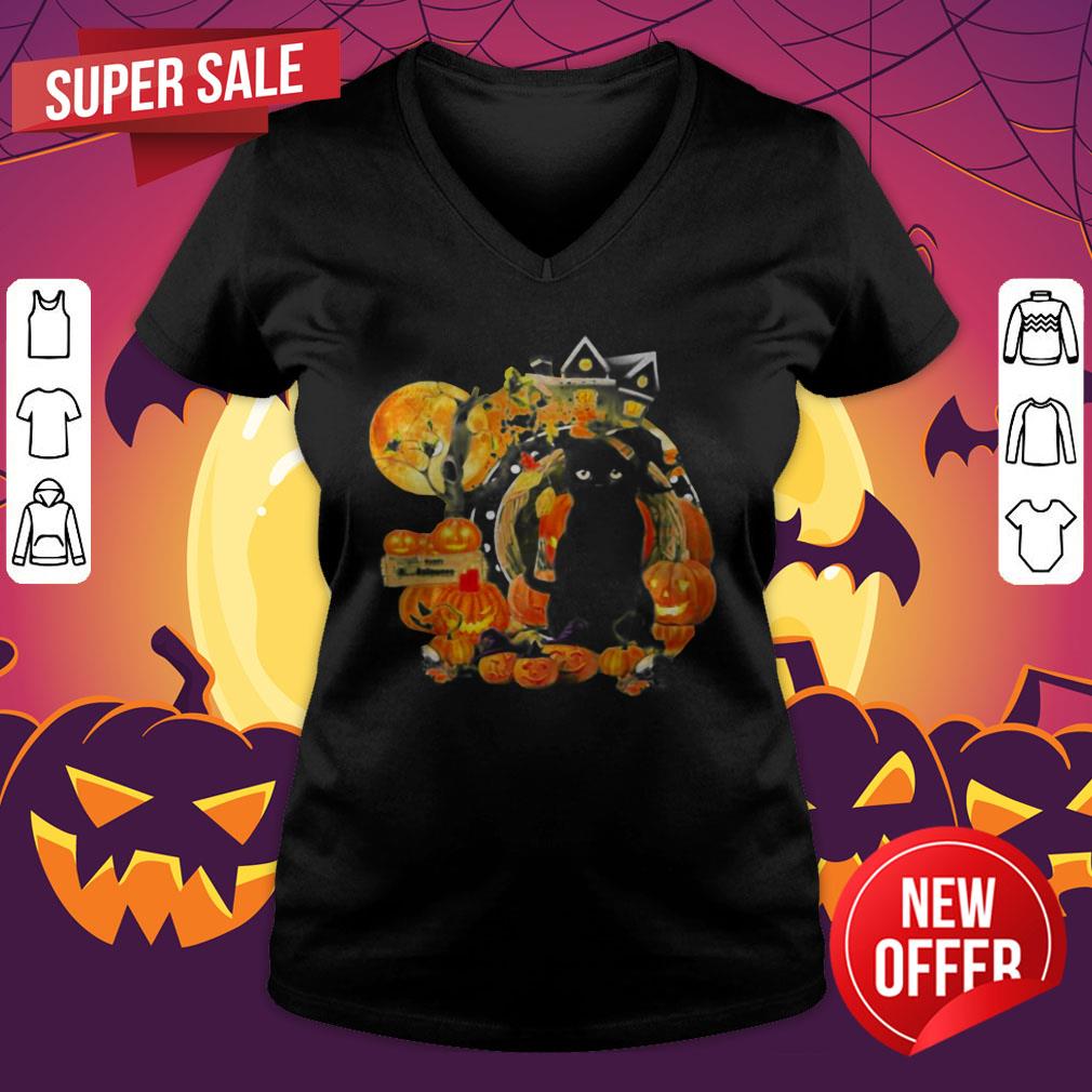 Black Cat Witch Pumpkin Witch Halloween Shirt