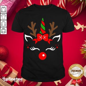 Funny Unicorn Face Reindeer Antlers Christmas Funny Pet Kids Gifts Shirt