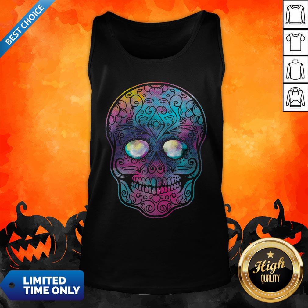 Watercolor Sugar Skull Day Of The Dead T-Shirt