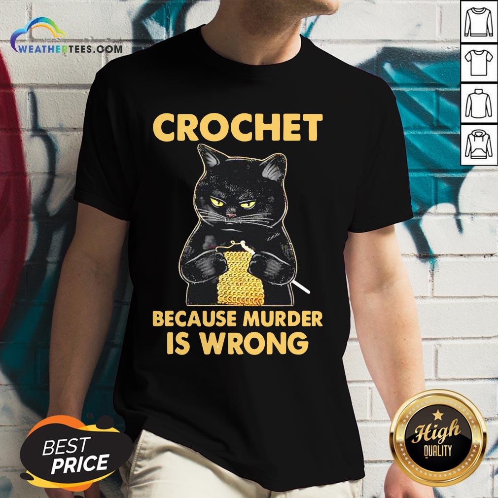 Waters Crochet Black Cat Murder Because Murder Is Wrong Shirt